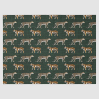 Papel De Seda Tigres y leopardos en el desenlace verde