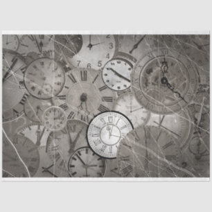 Papel De Seda Time Clocks Collage 3 Decoupage Tissue Paper