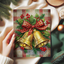 Papel De Seda Timeless Christmas bells rice paper holly wreath 