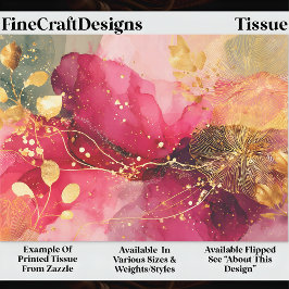 Papel De Seda Tinta Alcohólica Carmesí y Rosa + Decoupage Dorado