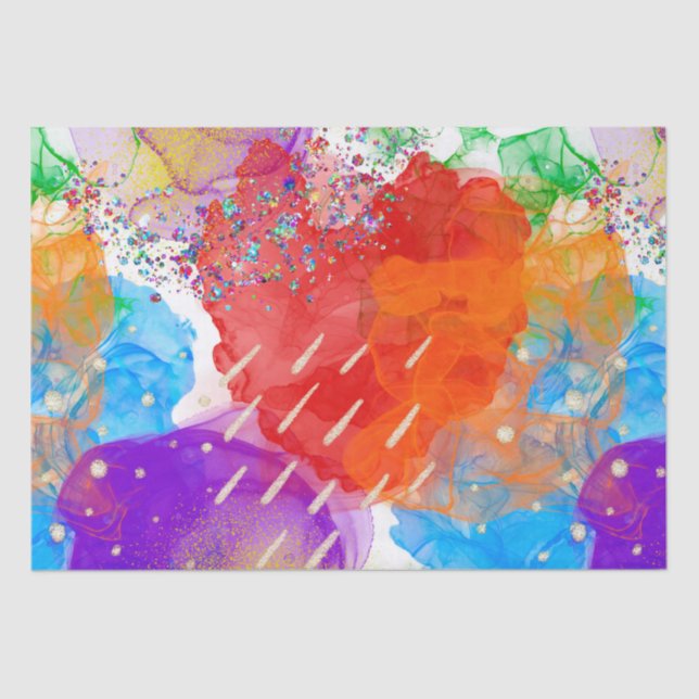 Papel De Seda Tinta de alcohol elegante arcoíris de orgullo acua (Anverso)