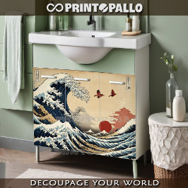 Papel De Seda Tinta de Japón, pergamino estilo Ola Grande de Hok