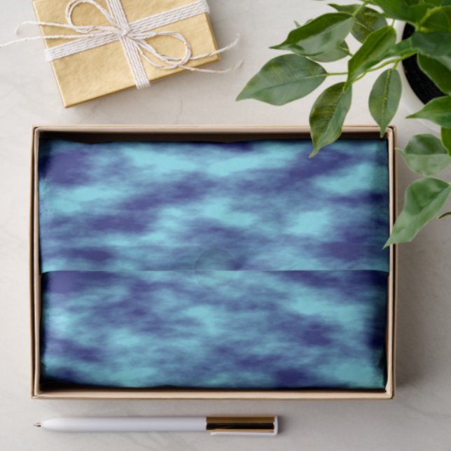 Papel De Seda Tinte azul turquesa moderno (Regalo )