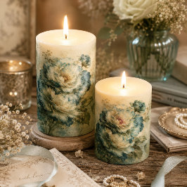 Papel De Seda Tinte Azul Verdoso Rosa Botánica Vintage Decoupage