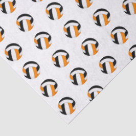 Papel De Seda tiny black orange volleyballs pattern