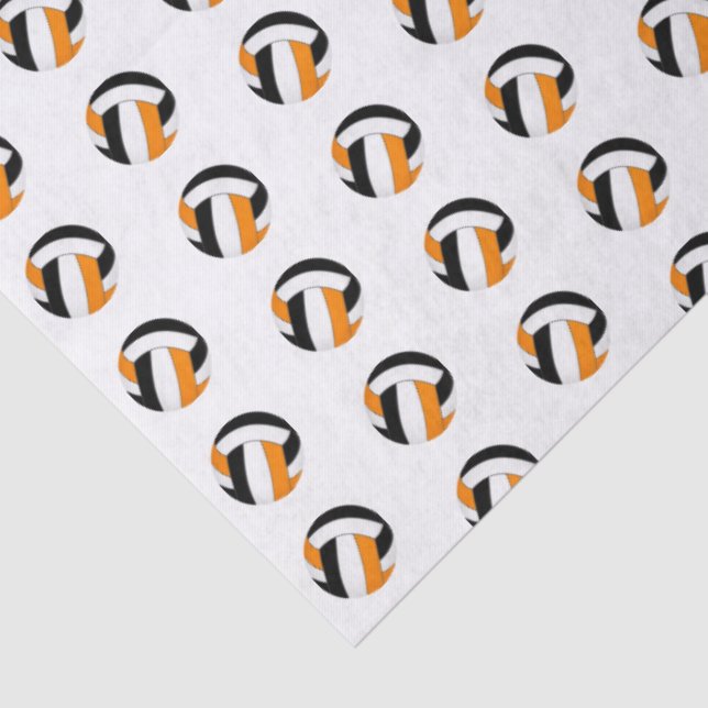 Papel De Seda tiny black orange volleyballs pattern (Detalle)