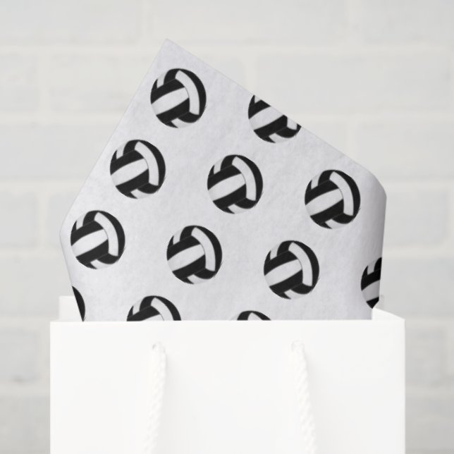 Papel De Seda tiny black white volleyballs pattern (Bolsa de regalo)
