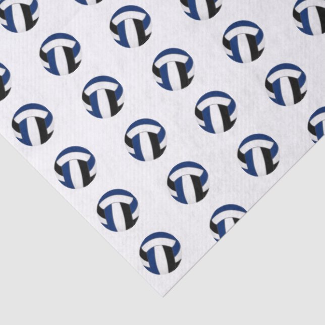 Papel De Seda tiny blue black volleyballs pattern (Detalle)