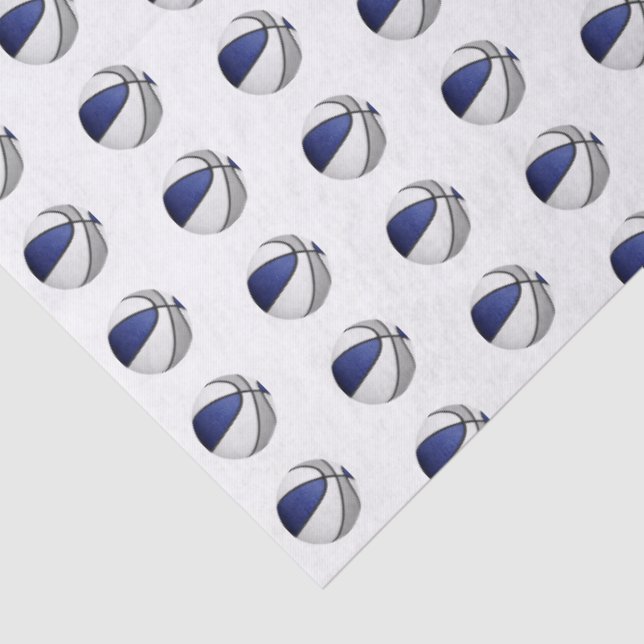 Papel De Seda tiny blue gray basketballs pattern (Detalle)