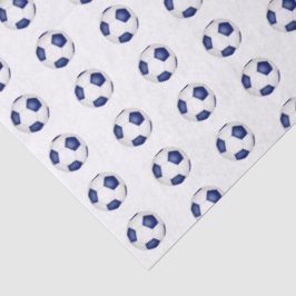 Papel De Seda tiny blue white soccer balls pattern