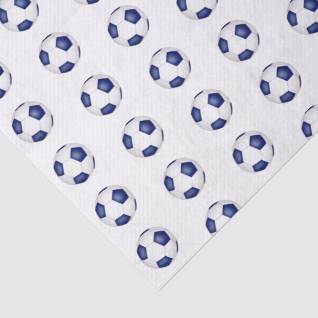 Papel De Seda tiny blue white soccer balls pattern (Detalle)