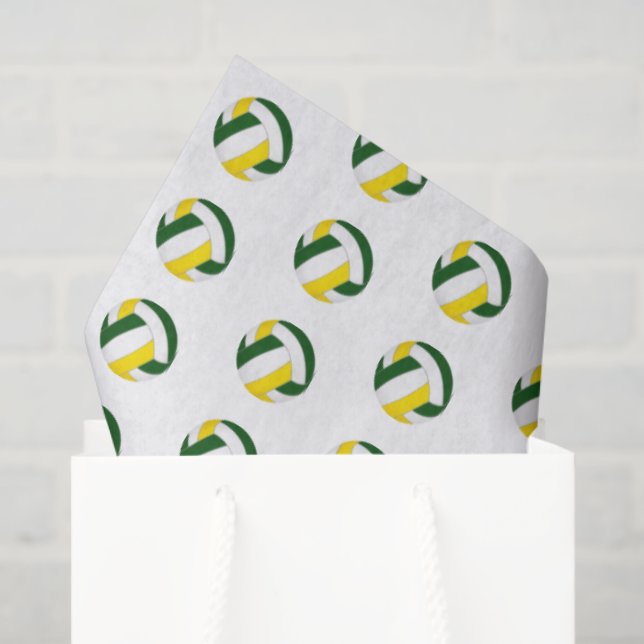 Papel De Seda tiny green gold volleyballs pattern (Bolsa de regalo)