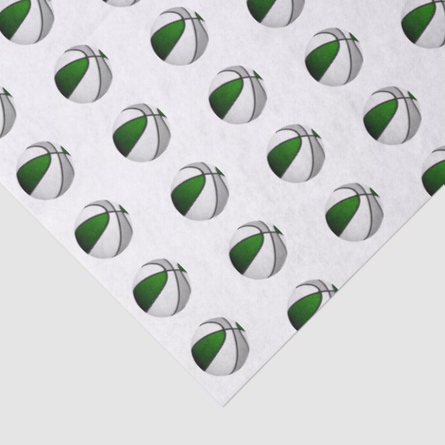 Papel De Seda tiny green gray basketballs pattern (Detalle)