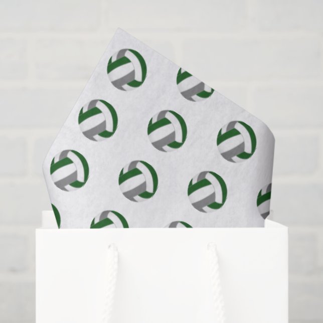 Papel De Seda tiny green gray volleyballs pattern (Bolsa de regalo)
