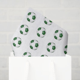 Papel De Seda tiny green white soccer balls pattern