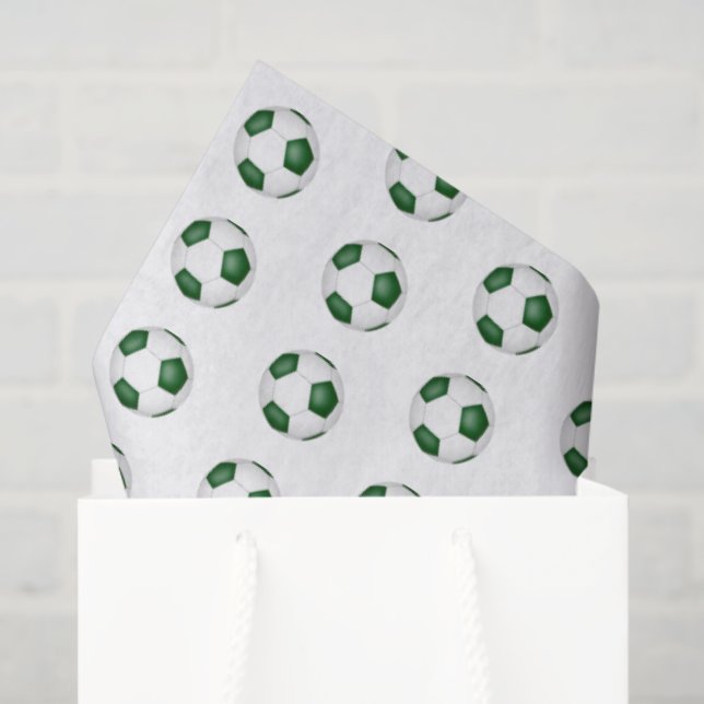 Papel De Seda tiny green white soccer balls pattern (Bolsa de regalo)
