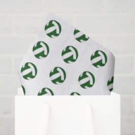 Papel De Seda tiny green white volleyballs pattern