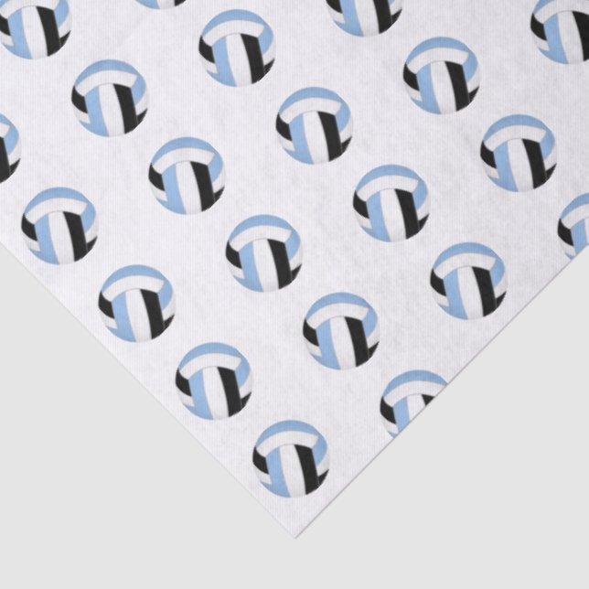 Papel De Seda tiny light blue black volleyballs pattern (Detalle)