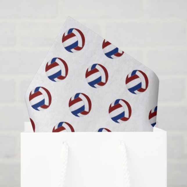 Papel De Seda tiny maroon blue volleyballs pattern (Bolsa de regalo)