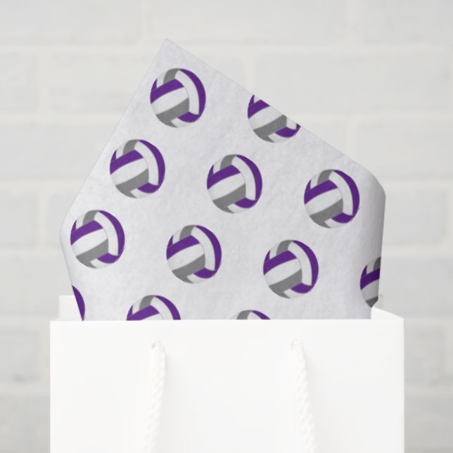 Papel De Seda tiny purple gray volleyballs pattern (Bolsa de regalo)