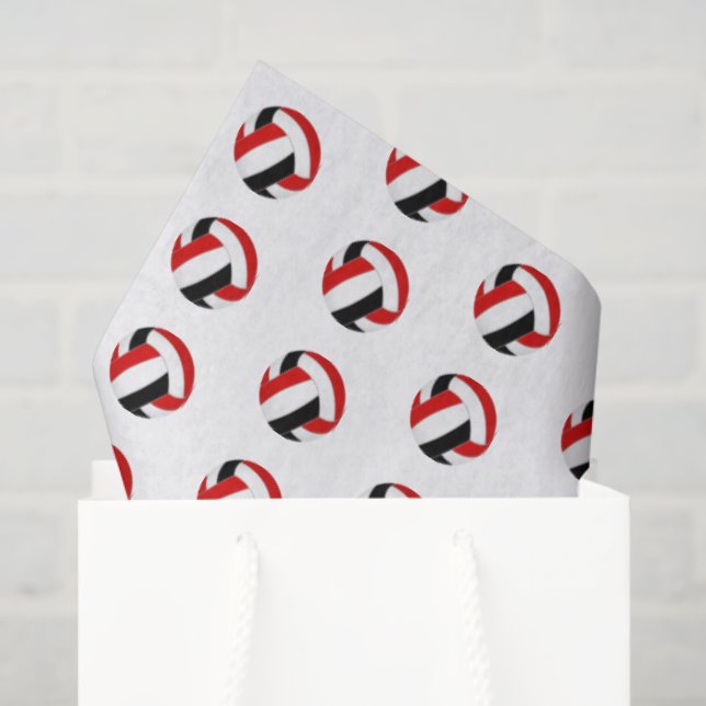 Papel De Seda tiny red black volleyballs pattern (Bolsa de regalo)