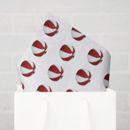 Papel De Seda tiny red white basketballs pattern