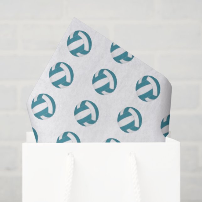Papel De Seda tiny teal white volleyballs pattern (Bolsa de regalo)