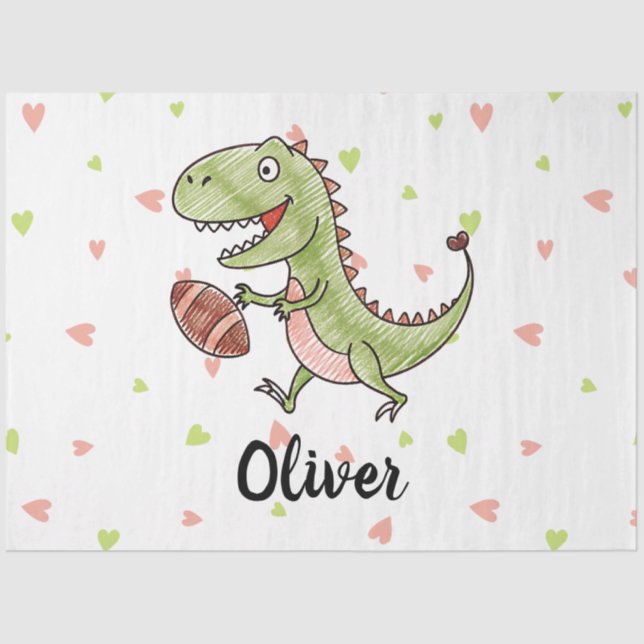 Papel De Seda Tiny Trex Jugando Fútbol Personalizado (Anverso)