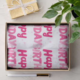 Papel De Seda Tipografía alegre y dulce de 'Feliz Cumpleaños' en