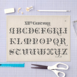 Papel De Seda Tipografía Antigua del Siglo XII