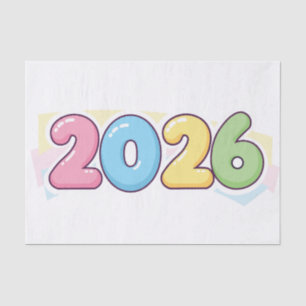 Papel De Seda Tipografía Cute Bubble 2026 – Pastel Gloss Candy 