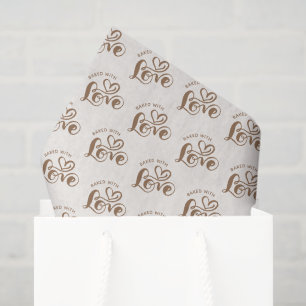 Papel De Seda Tipografía de guión neutral Horneado con amor