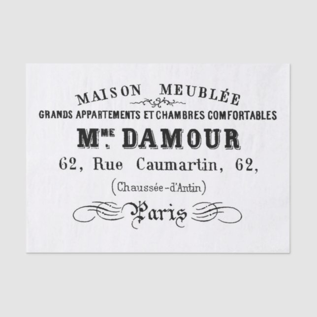 Papel De Seda Tipografía de los apartamentos de París (Anverso)