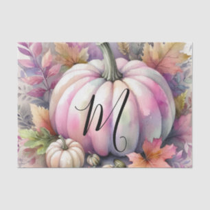 Papel De Seda Tipografía de monograma Calabazas de otoño acuarel