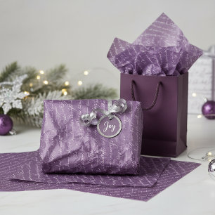 Papel De Seda Tipografía de Navidad Morada Patrón#36 ID1009
