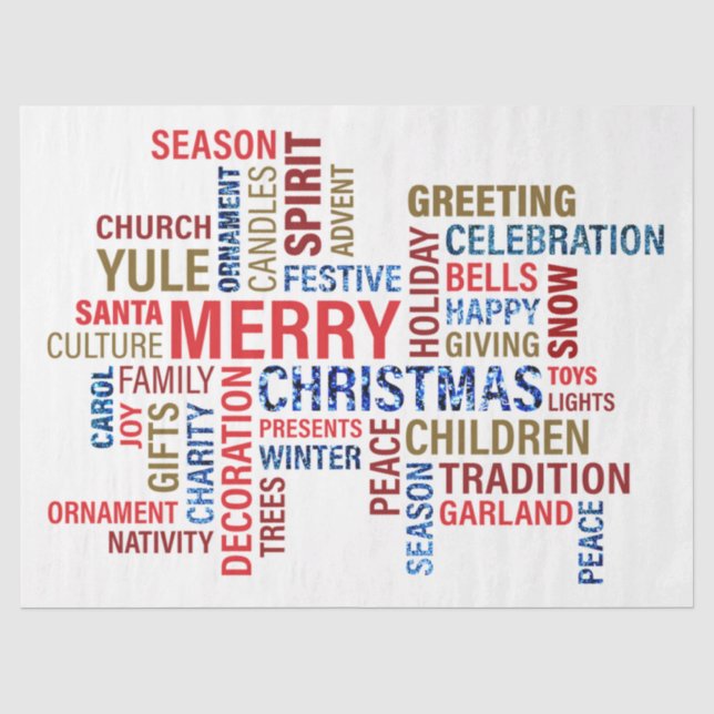 Papel De Seda Tipografía de navidades (Anverso)