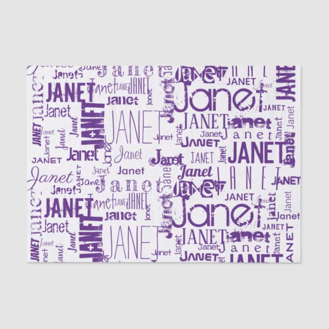 Papel De Seda Tipografía de nombre personalizada Nube de palabra (Anverso)