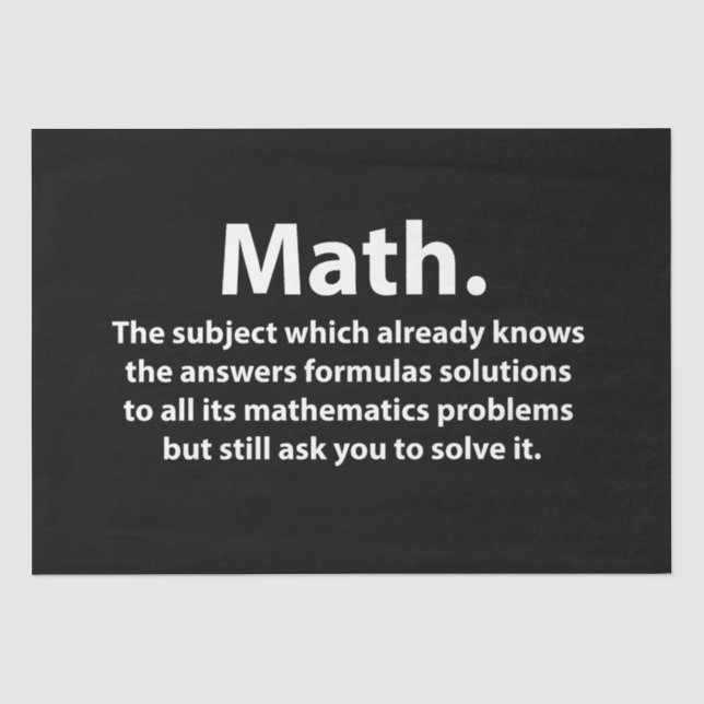 Papel De Seda Tipografía Divertida de Matemáticas (Anverso)