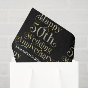 Papel De Seda Tipografía Feliz 50 Aniversario de Boda
