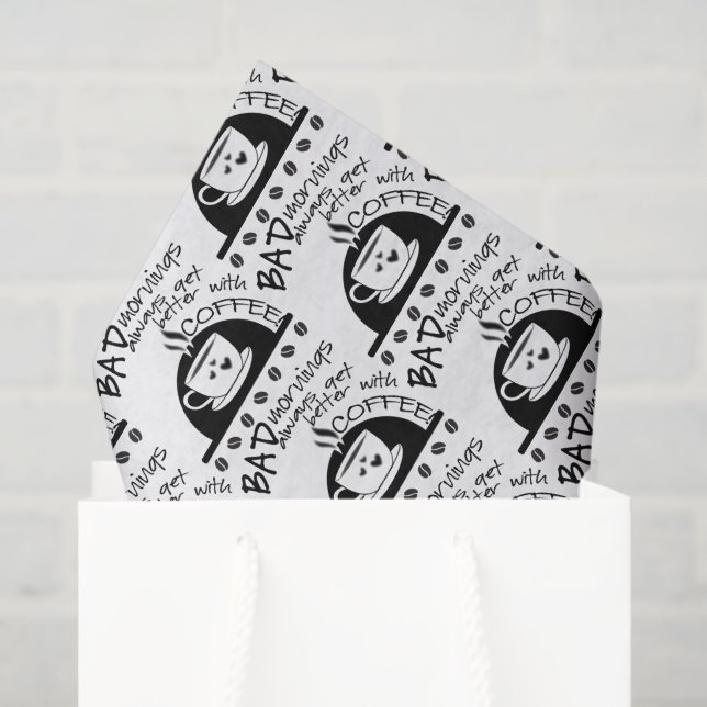 Papel De Seda Tipografía | Las Mañanas Mejoran Con El Café (Bolsa de regalo)