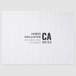 Papel De Seda Tipografía Moderna Blanca y Negra   Nombre y Direc