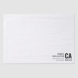 Papel De Seda Tipografía Moderna Blanca y Negra Nombre y Direc