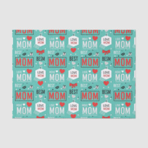 Papel De Seda Tipografía moderna de MOM en patrón pop turquesa