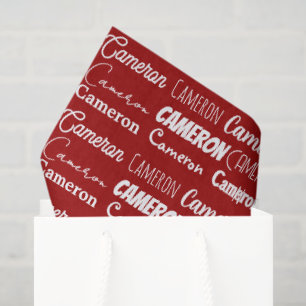 Papel De Seda Tipografía roja personalizada de Navidad con nombr
