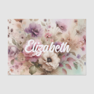 Papel De Seda Tipografía texto Hojas y flores de otoño acuarela