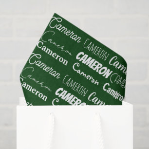 Papel De Seda Tipografía verde personalizada Nombre Collage Navi