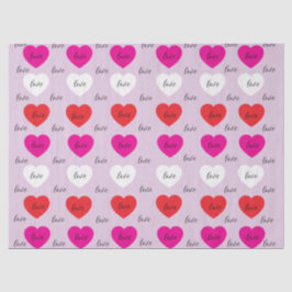 Papel De Seda Tipografía y patrón de corazones de amor elegante
