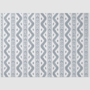 Papel De Seda Tira de Ikat Azul Suave, Fondo Crema