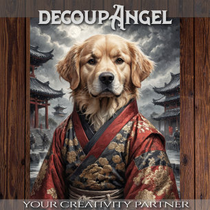 Papel De Seda Tirador de oro en Kimono rojo - Desnuda -