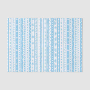 Papel De Seda Tiras de doodle florales en azul y blanco bebé